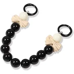 KC Keychain Phone Wrist Strap Pearl Beaded Mobile Phone Charm Hanging Bracelet Lanyard for Phone, Purse, Camera, Bags, Case Cover For Girls Women Black-picture-13