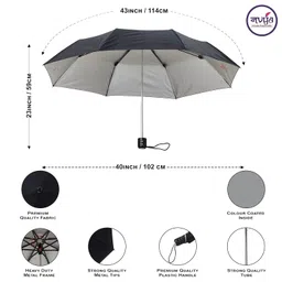 kc paul & sons Raj 3 Fold Black Umbrella image 3