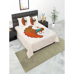 KD PRINTS White & Red 180 TC King Bedsheet with 2 Pillow Covers-picture-17