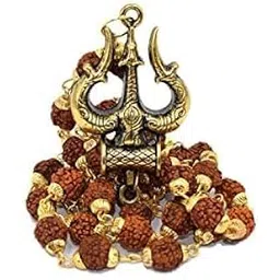 Kd Retail Rudraksha 36+1 Panchmukhi Trishul Damroo Brass Kavach Locket Pendant Neck Chain for Men and Women Pack of 1-picture-25