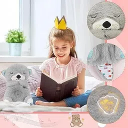 kd sapra Music, Sounds, Lights and Breathing Motion, Breathing Toy Teddy Bear with Lights- 29 cm image 2