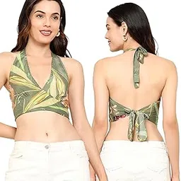 ke kanhaexports KE Kanha Exports Tops for Women Western | Jeans Tops for Women | Sleeveless Crop top | Summer | Beach wear | Stylish Trendy Tunics Halter Neck top | Fashion Any Occasion (Pale Oyster 2965)-picture-18