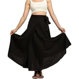 ke kanhaexports KE KANHA EXPORTS Women’s Premium Cotton Long Flared Wrap Skirt | 3-in-1 Multi Style – Halter Dress or Wrap Dress | White Printed Maxi Skirt for Women-picture-12