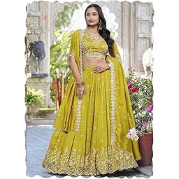 kedarfab Women's Chinnon Sequins Embroidered Lehenga Choli With Dupatta Set (Navjot)-picture-48