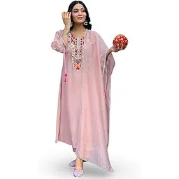 kedarfab Women's Silk Blend Mirror Work Kurta Pant With Dupatta Set-picture-27