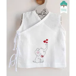 Keebee Organics Sleeveless Elephant Embroidered Organic Cotton Vest - White-picture-17