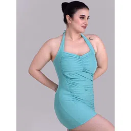 Keepfit Halter Neck Padded Ruched Sleeveless One Piece Legsuit-picture-29