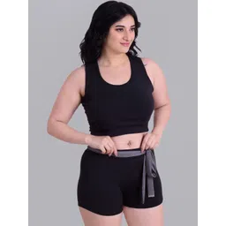 Keepfit Plus Size Belted Crop Top With Shorts Swimwear-picture-49
