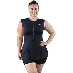 keepfit Plus Size Black 2-Piece Zipper Padded Swimset for Women | Swimming Suit for Women-picture-21