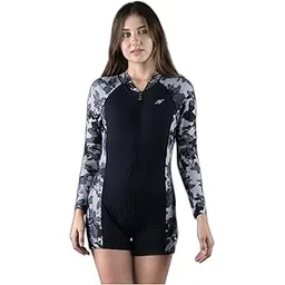 keepfit Plus Size colourblocked Full Sleeves Padded Legsuit for Women | Swimming Suit for Women-picture-17