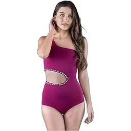 keepfit Plus Size one Piece one Shoulder Cutout Padded Swimsuit for Women | Swimming Suit for Women-picture-12