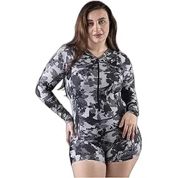 keepfit Plus Size Round Neck Full Sleeve Printed Legsuit for Women | Swimming Suit for Women-picture-27
