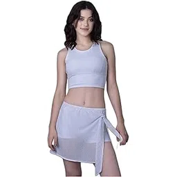 keepfit Women's 3 Piece Swim Set Top and Net Swimskirt and Boy Short |Swimming Suit for Women-picture-15