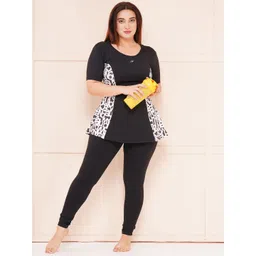 keepfit women's Abstract printed 2-piece padded swimset Printed Women Swim-dress Black Swimsuit-picture-12