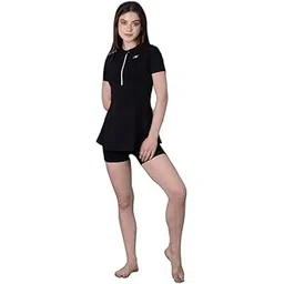 keepfit Women's Black 2-Piece Zipper Padded Swimset |Swimming Suit for Women-picture-31