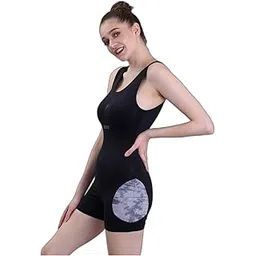 keepfit Women's one pc Sleeveless Black & Grey Colourblocked Swimming Legsuit |Swimming Suit for Women-picture-31