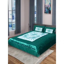 KEERRAZ Green & White Floral 210 TC Queen Bedsheet with 2 Pillow Covers-picture-19