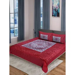 KEERRAZ Peach & Grey Floral 210 TC Queen Bedsheet with 2 Pillow Covers-picture-26