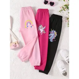 KEESOR Girls Pack of 3 Printed Cotton Track Pants-picture-20