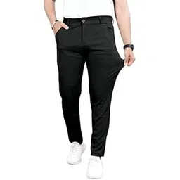 keffto Slim Fit Lycra Blend Pants for Men | Stretchable, Breathable Formal Trousers with Dual Side Pockets & Button Closure | Comfortable for Office, Travel & Casual Wear-picture-15