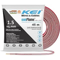 KEI CONFLAME FRLSH 1.5 sqmm 1 Core Copper Heat Resistant Flame Retardant Low Smoke & Halogen - Lead Free House Wire for Domestic & Industrial Electrical Wiring (Red, 45 Meters)-picture-11