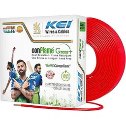 KEI CONFLAME GREEN PLUS 1 sqmm 1 Core Copper Heat Resistant Flame Retardant Low Smoke & Halogen - Lead Free House Wire for Domestic & Industrial Electrical Wiring (Red, 90 Meters)-picture-22