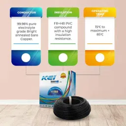 KEI 1.5 Sqmm Single Core Homecab FR Black Copper Unsheathed Flexible Cable, Length: 90 m image 3