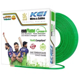 KEI Conflame Green+ Heat & Flame Retardant Low Smoke & Halogen House Wire 1.5 Sq. mm 1 Core 90 m Copper Green-picture-47