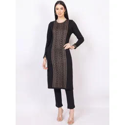 KEIKO Women Geometric Woven Design Acrylic Straight Kurta-picture-25