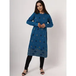 KEIKO Women Turquoise Blue & Black Ethnic Motifs Printed Kurta-picture-37