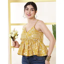 KEIYONA Print Cotton Peplum Top-picture-24