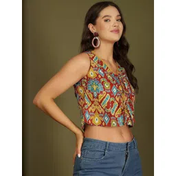 KEIYONA Print Ethnic Cotton Crop Top-picture-17