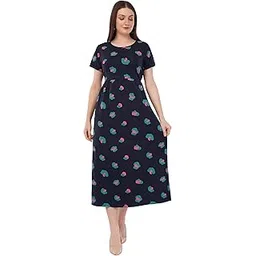 kekabu Women's Printed Night Dress | Stylish & Comfortable Sleepwear for Night & Home Use-picture-38
