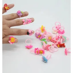 kela devi 24 Stylish Cute Cartoon Toy Finger Rings for Playful Kids Girls and Boys Plastic Ring Set-picture-10