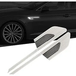 Kelenate® (White Black) Car Side High Intensity Reflective Bumper Fender Safety Warning Sticker Night Visibility Compatible with Kia Sonet-picture-23