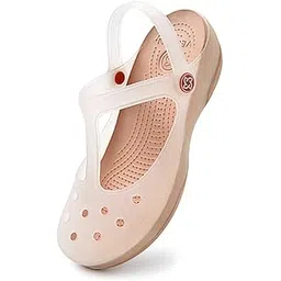 kelmall Women's Classic Garden Clog, Casual Slip on Water Sandal Shoe for Indoor Outdoor White Gold-picture-38