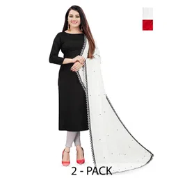 Kemza Chiffon Selection Of 2 Polka Dots Embellished Beads And Stones Chiffon Dupattas-picture-47