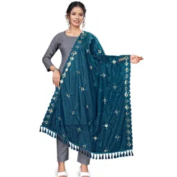 Kemza Geometric Embroidered Sequinned Organza Dupatta-picture-21