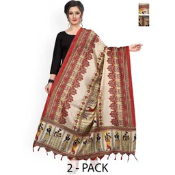 Kemza Madhubani Selection Of 2 Ethnic Motifs Printed Kalamkari Cotton Silk Dupattas-picture-46
