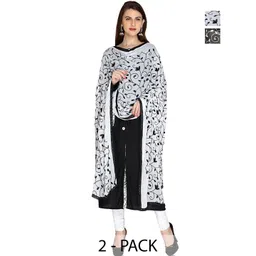 Kemza Pack Of 2 Floral Embroidered Chiffon Dupatta With Phulkari-picture-16