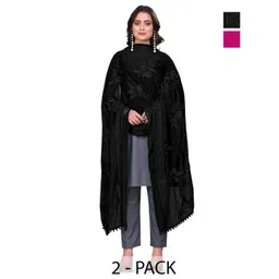 Kemza Selection Of 2 Embroidered Chiffon Phulkari Dupatta-picture-4