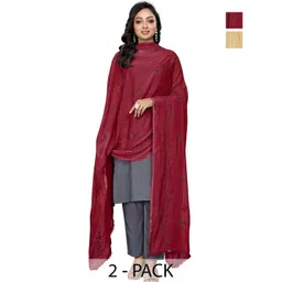 Kemza Selection Of 2 Embroidered Dupatta With Thread Work-picture-25