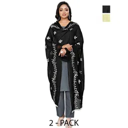 Kemza Selection Of 2 Embroidered Dupatta With Thread Work-picture-11