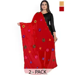 Kemza Selection Of 2 Phulkari & Floral Embroidery Dupattas-picture-41