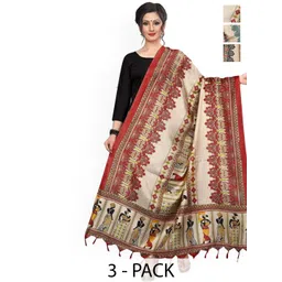 Kemza Selection Of 3 Ethnic Motifs Madhubani Dupattas-picture-37