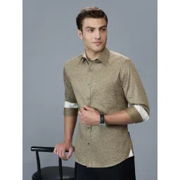 Kenneth Cole Brown Cotton Slim Fit Printed Shirt-picture-22