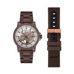 Kenneth Cole Men Silver-Toned Printed Dial & Brown Analogue Watch - KCWGL2104102MN-picture-36