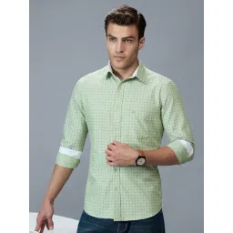 Kenneth Cole Parrot Green Cotton Slim Fit Printed Shirt-picture-27