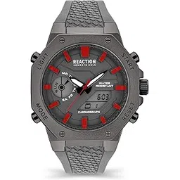 kenneth cole Reaction Silicone Analog-Digital Grey Dial Men's Watch-Krwgp2191702, Band_Brown-picture-24