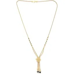 kennice Jewellery Gold-Plated Mangalsutra Tanmaniya Nallapusalu Necklace Black Bead Golden Chain For Women and Girls (Design 3)-picture-21